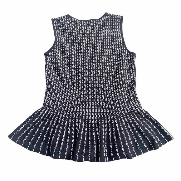 Ann Taylor Embroidered Peplum Knit Sleeveless Sweater Tank Top Black White XS - Picture 14 of 16
